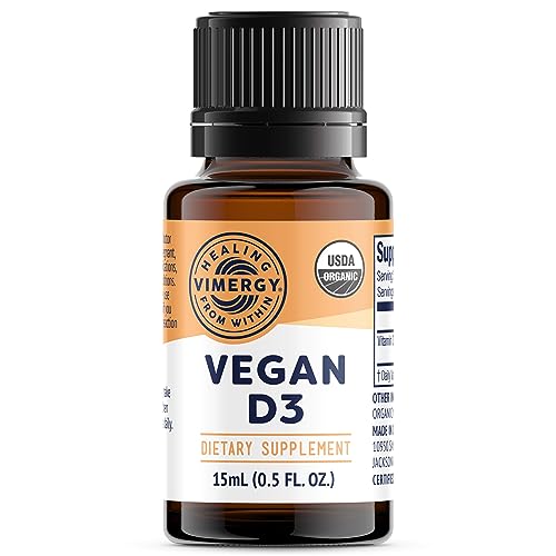 Vimergy USDA Organic Vegan Vitamin D3 Extract, 96 Servings – Supports Strong Bones & Healthy Immune System – Alcohol Free Liquid Vitamin D3 Drops - Gluten-Free, Non-GMO, Kosher, Vegan & Paleo (15 ml)