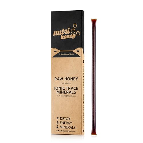 Shilajit Honey Sticks - Natural Shilajit Resin Mixed with Raw Honey (7 Sticks) - Gold Grade Shilajit Supplement with Fulvic Acid & Trace Minerals, Plant Based Nutrients for Energy, Immune Support