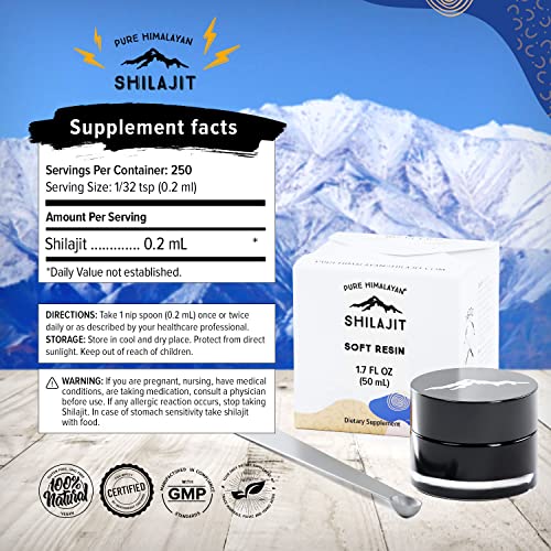 Pure Himalayan Shilajit, Soft Resin, Ayurvedic Rasayana Rejuvenation, Natural Source of Fulvic Acid, Includes Measuring Spoon - 50 ml / 1.7 fl oz (Pack of 1)