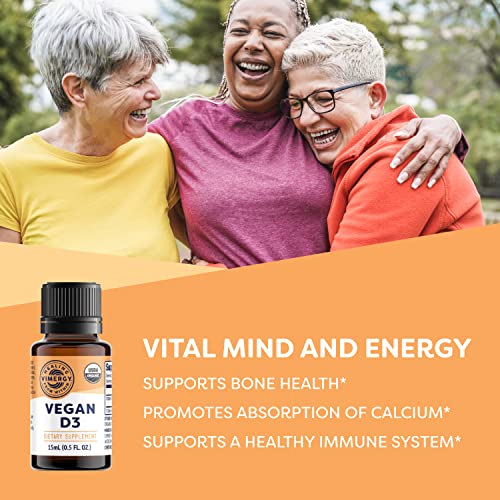 Vimergy USDA Organic Vegan Vitamin D3 Extract, 96 Servings – Supports Strong Bones & Healthy Immune System – Alcohol Free Liquid Vitamin D3 Drops - Gluten-Free, Non-GMO, Kosher, Vegan & Paleo (15 ml)