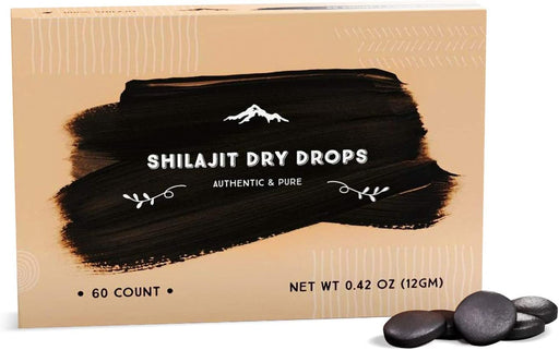 Pure Himalayan Shilajit Dry Drops - 60 Counts, Rich in Natural Fulvic Acid, Original Siberian Shilajit, 100% Pure, Trace Minerals Complex