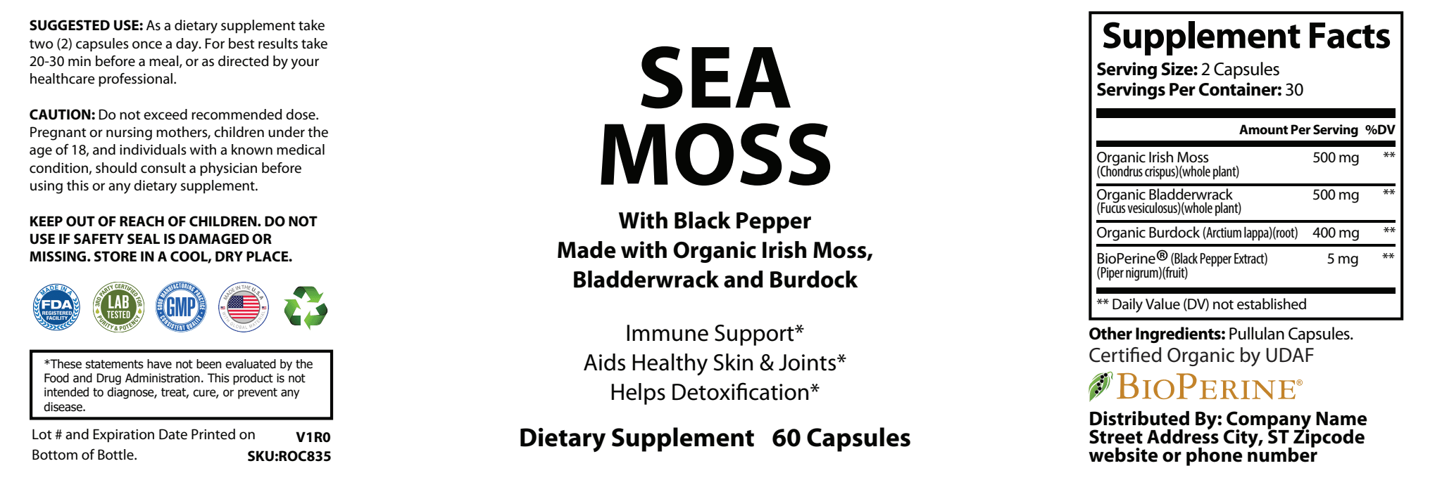 Irish Sea Moss with Black Pepper & Bladderwrack & Burdock Root